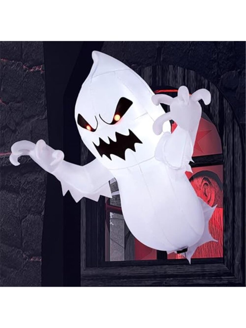 4.5 FT Halloween Inflatable Ghost with Build-in LEDs, Blow Up Flying